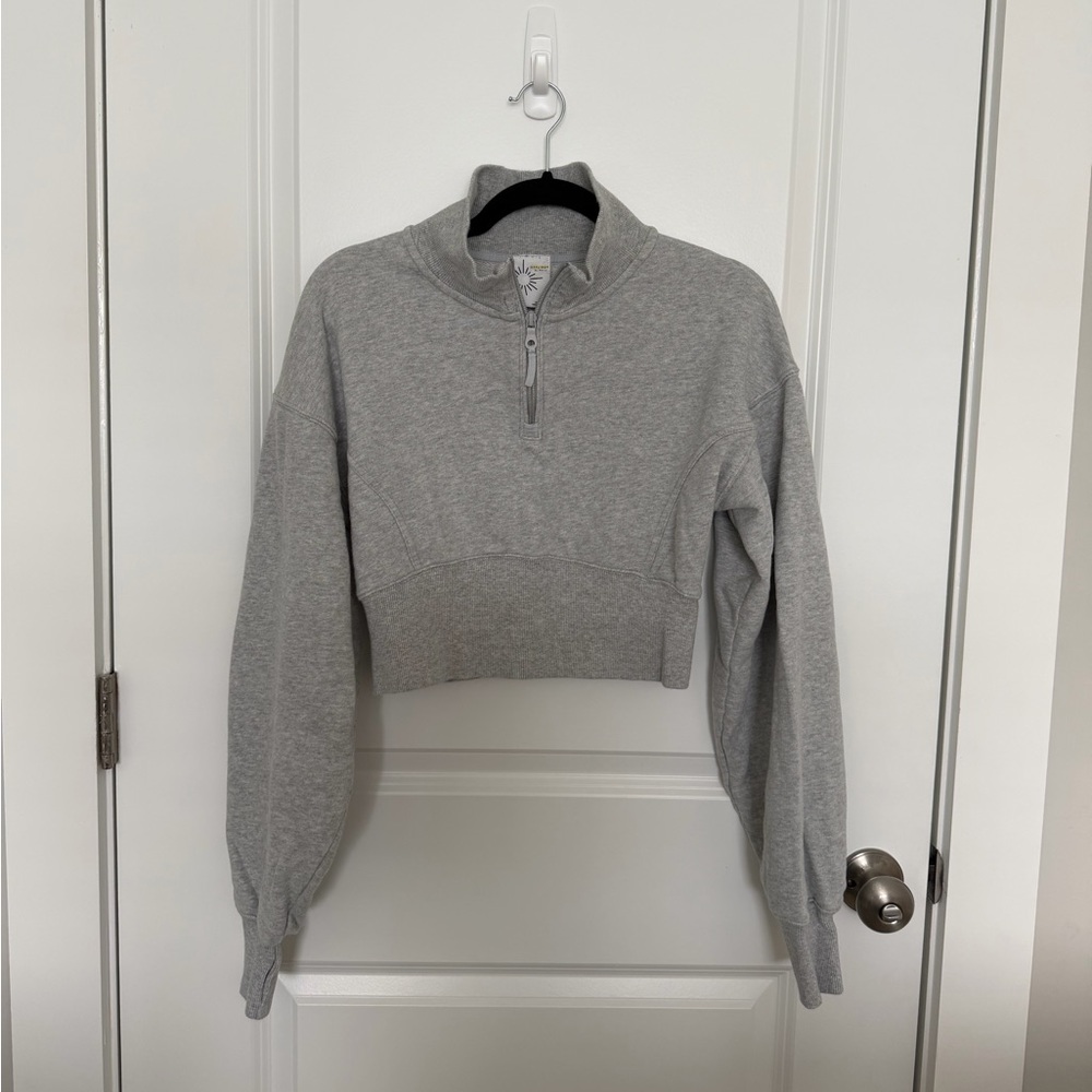 Offline by Aerie Throwback Fleece Cropped Quarter Zip Sweatshirt